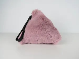 Triangular Dusty Pink Faux Fur Bag Soft Fluffy Purse